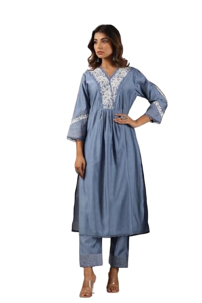 Women's Cotton Silk Solid A-Line Kurta Set for Wedding, Party & Office | Ethnic Wear for Women.