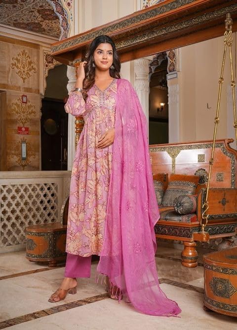 Women's Cotton Silk Printed Straight Kurta Set for Wedding & Party | Ethnic Wear for Women (Colour - Multi)