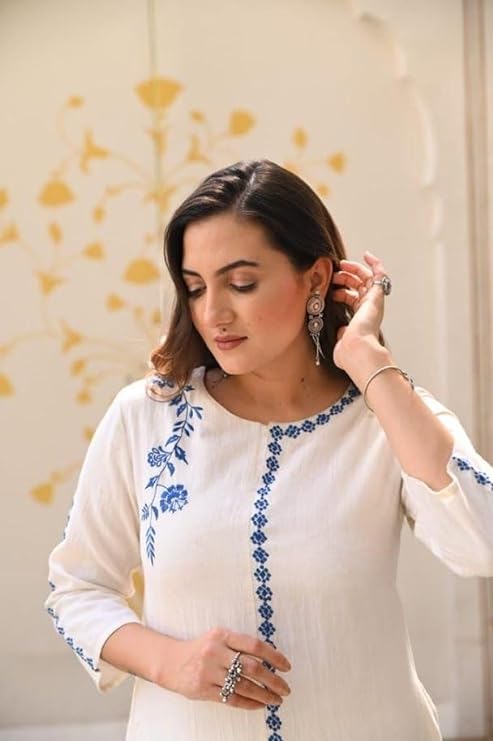 Women's Cotton Silk Flower Printed A-Line Kurta Set for Wedding, Party & Office | Ethnic Wear for Women | Regular Wear