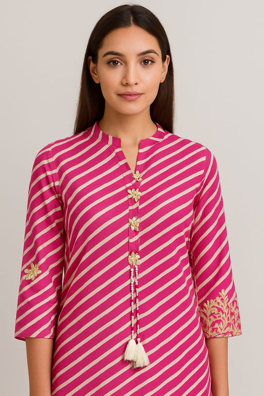 Pearl Detailing Hand Embroidery Kurti