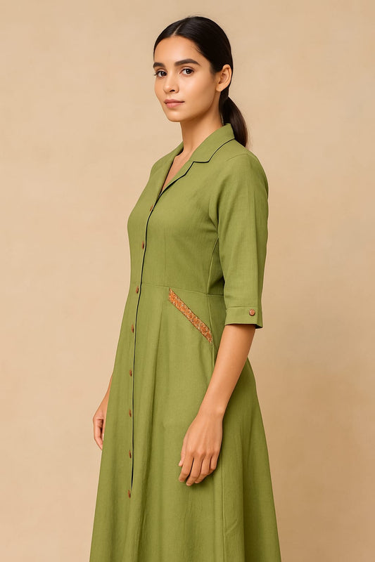 Cotton Parrot Green Dress