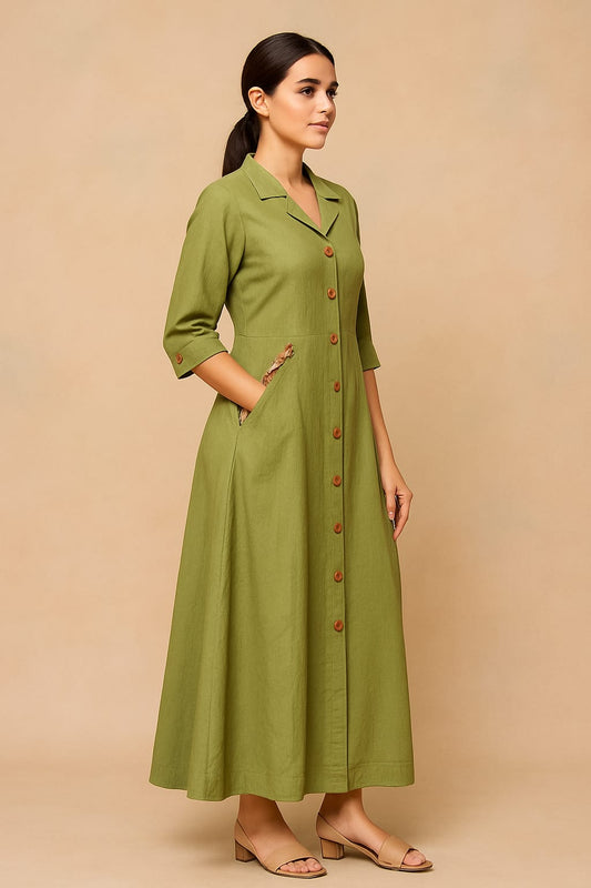Cotton Parrot Green Dress