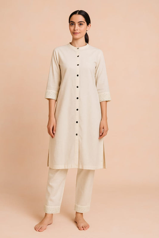White Kurta Pant Set