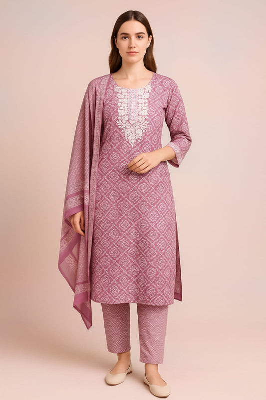 Lavender Printed Suit Set