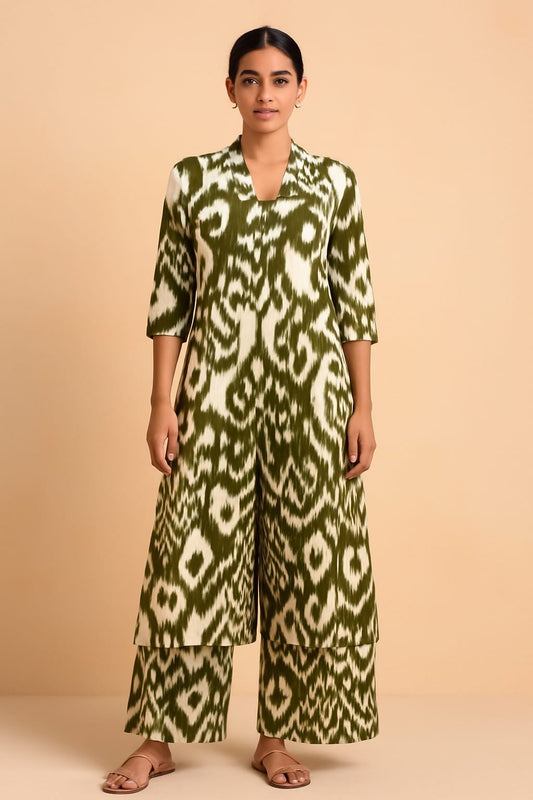 Green Printed Kurta Pant Set