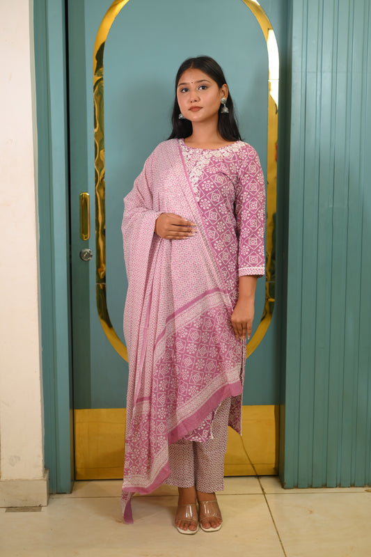 Mehul Lavender Cotton Suit Set