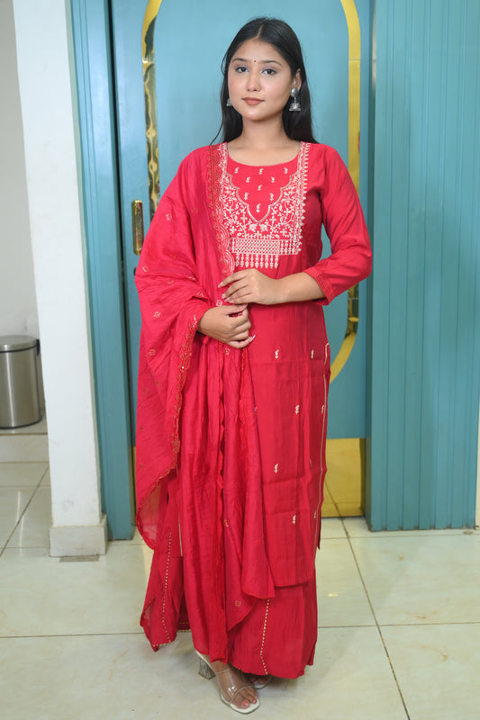 Aparna Pink Sharara Silk Set
