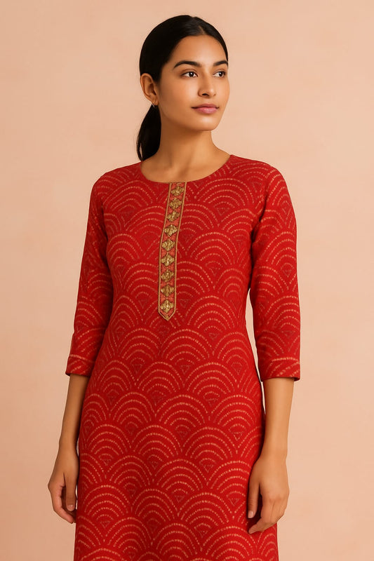 Red Cotton Kurti