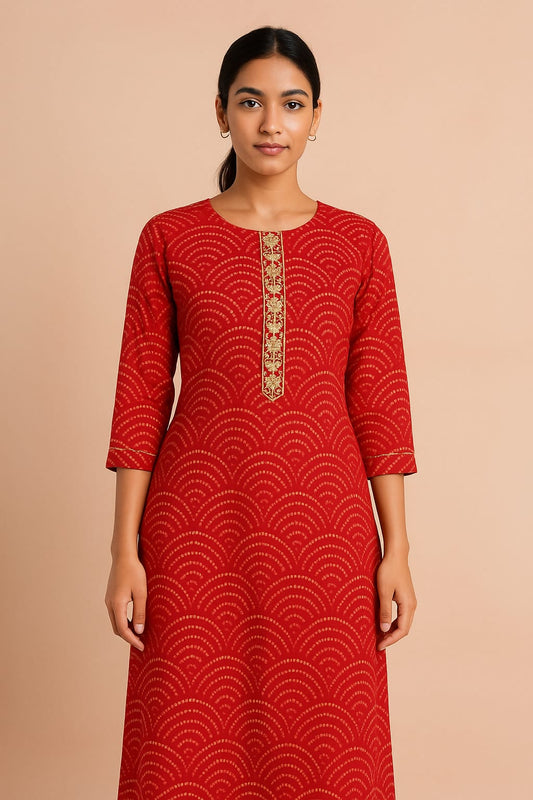 Red Cotton Kurti
