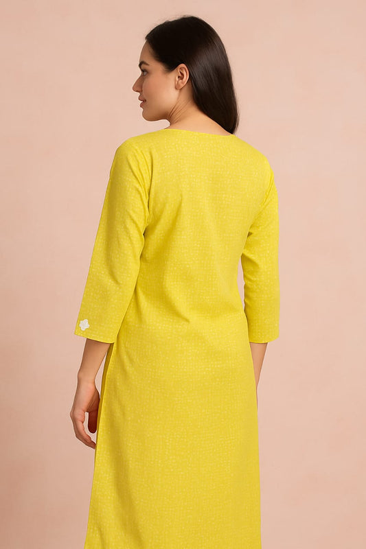Yellow Cotton Kurti