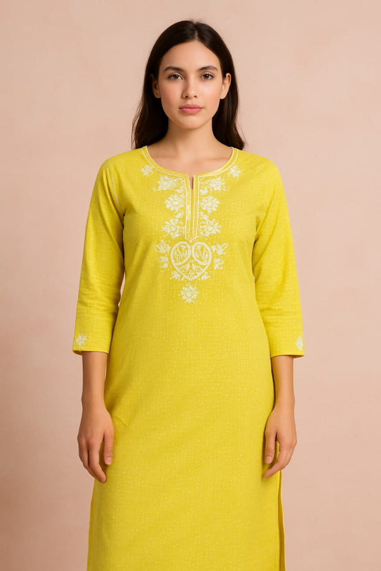 Yellow Cotton Kurti