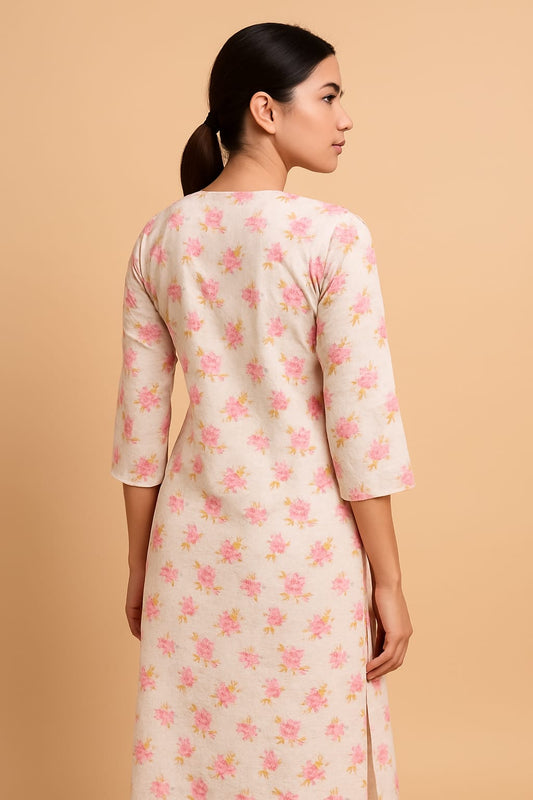 Pink Embroidered Kurti