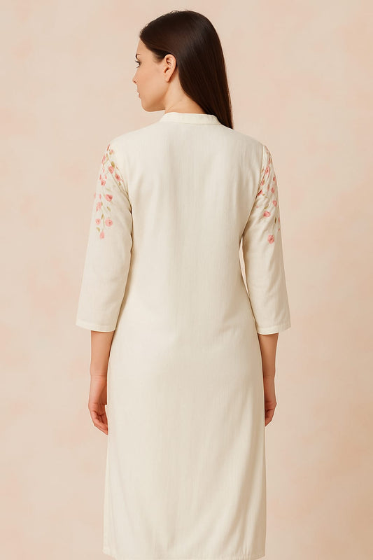 Off White Embroiderd Kurti