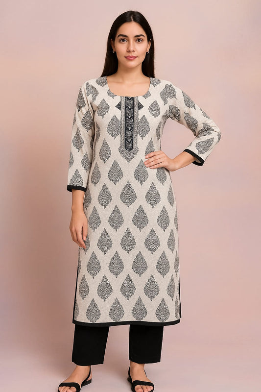 Black And White Printed Suit Set