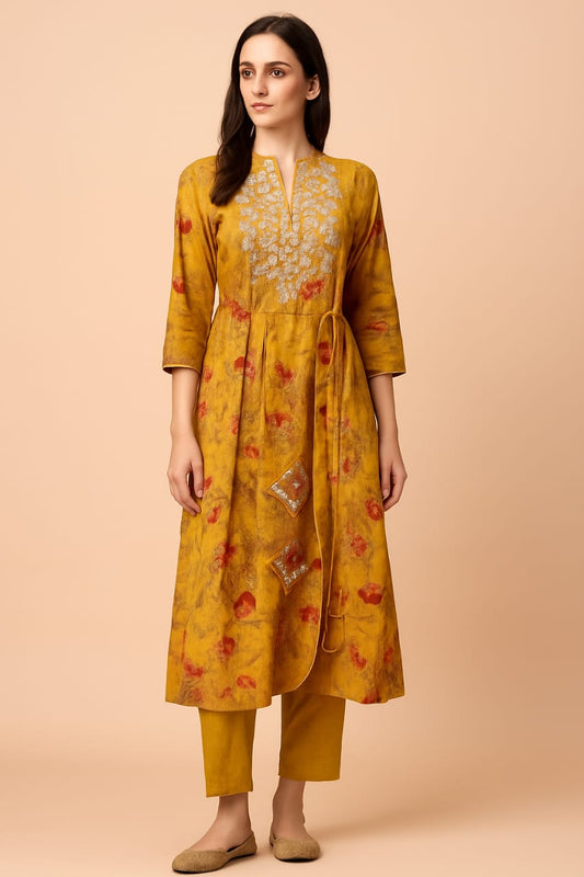 Yellow Printed Suit Set