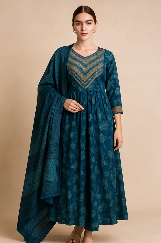 Printed Blue Suit Set