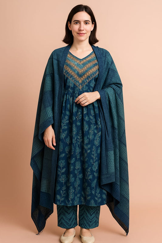 Printed Blue Suit Set